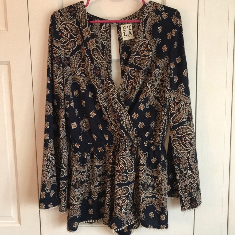 NWOT PPLA clothing navy printed romper